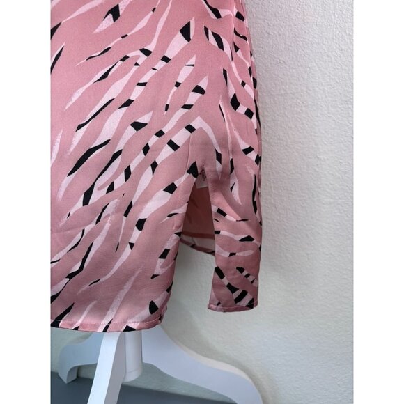 Storia women's small dusty pink zebra print satin slip cami mini dress - Picture 4 of 10